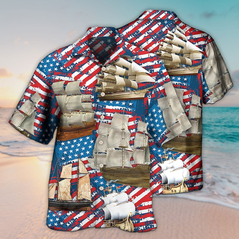 Unisex Sailing America Independence Day Trendy Hawaiian Shirts