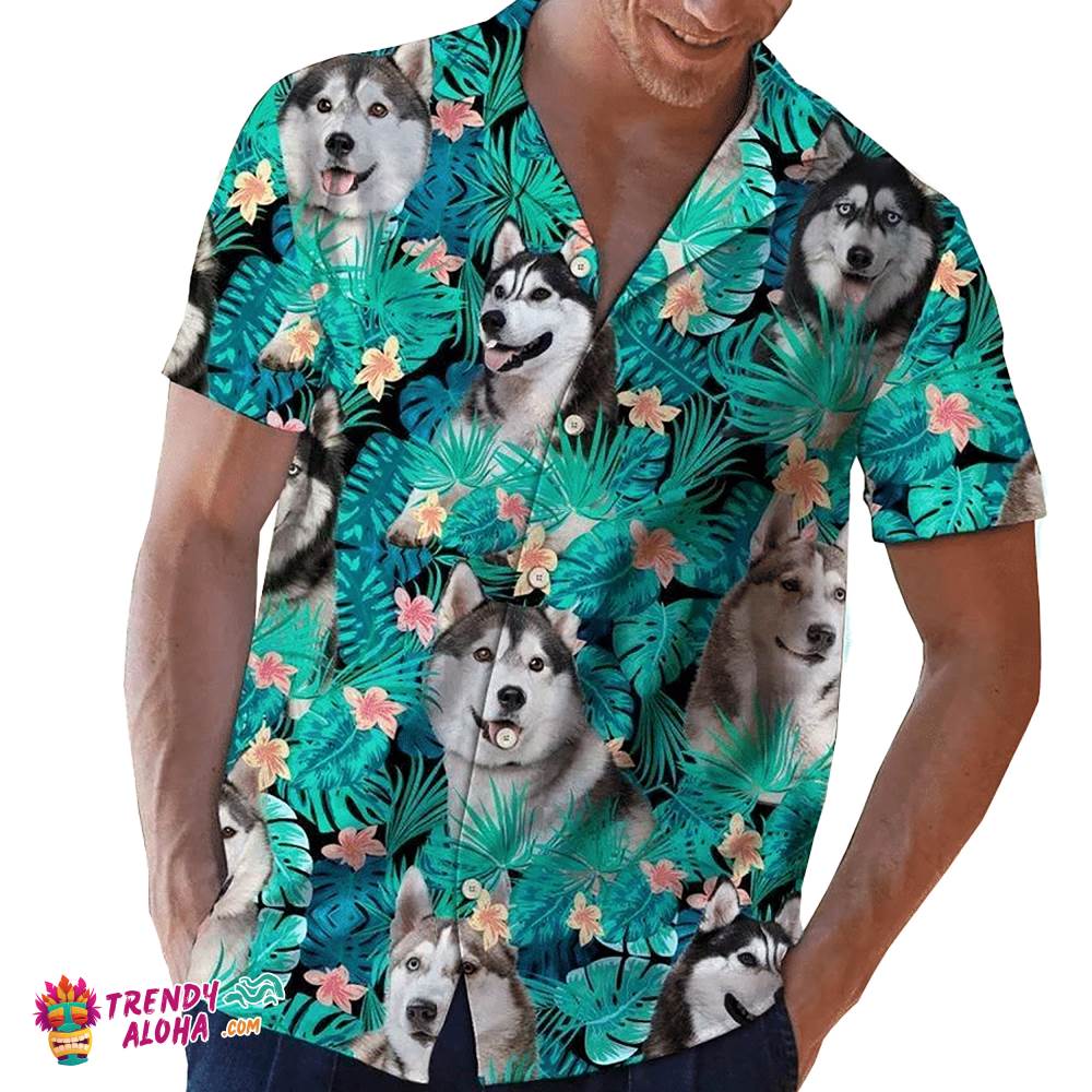 Unisexsiberian Husky Hawaiian Shirt Husky Tropical, Aloha Hawaiian Shirts