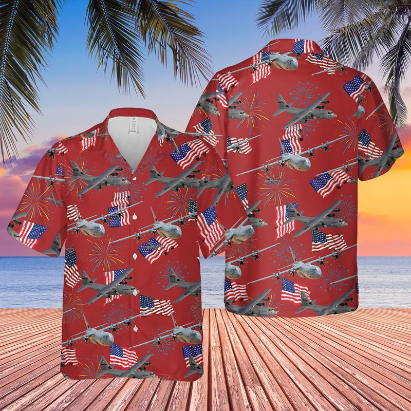 United States Air Force Lockheed Martin C-130J Super Hercules 4Th Of July Trendy Hawaiian Shirt, Patriotic Trendy Hawaiian Shirt For Men
