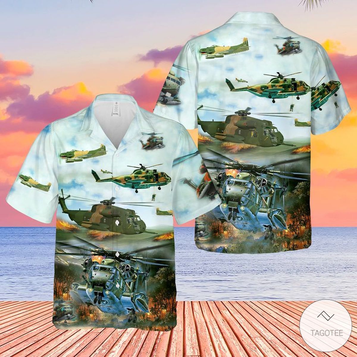 United States Air Force Sikorsky Jolly Green Giant Helicopter Hawaiian Shirt