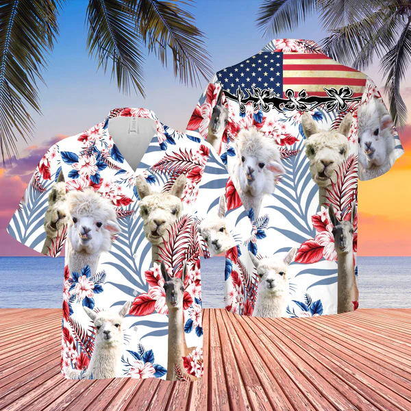 United States Flag Alpacas Lovers Trendy Hawaiian Shirt, Farm Cow Trendy Hawaiian Shirt For Men And Women
