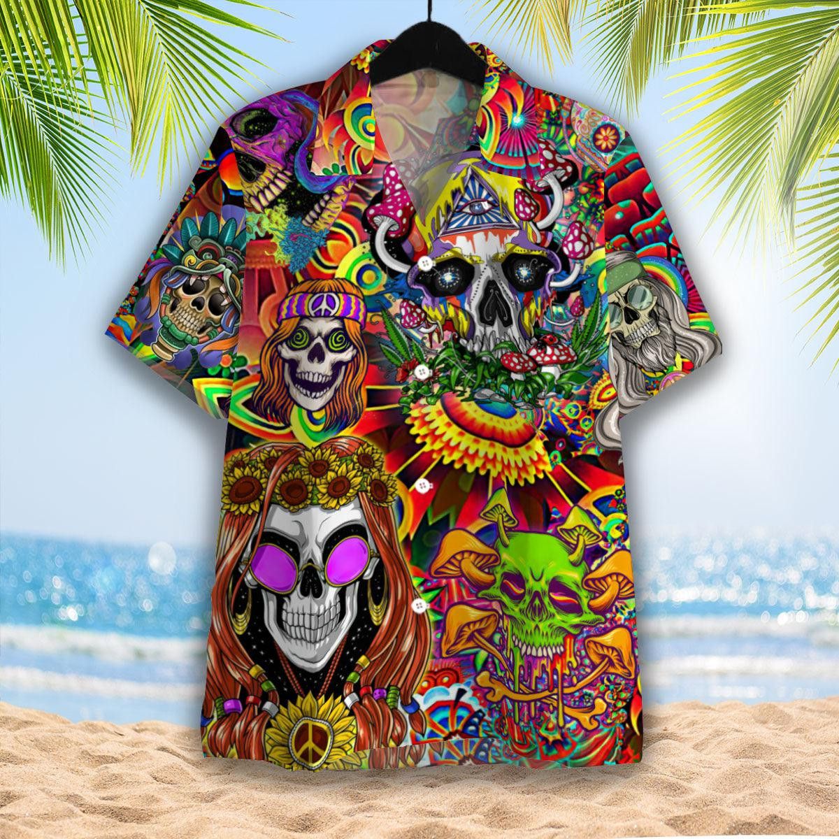 Unwind in Groovy Skull Hippie Hawaiian Ensemble