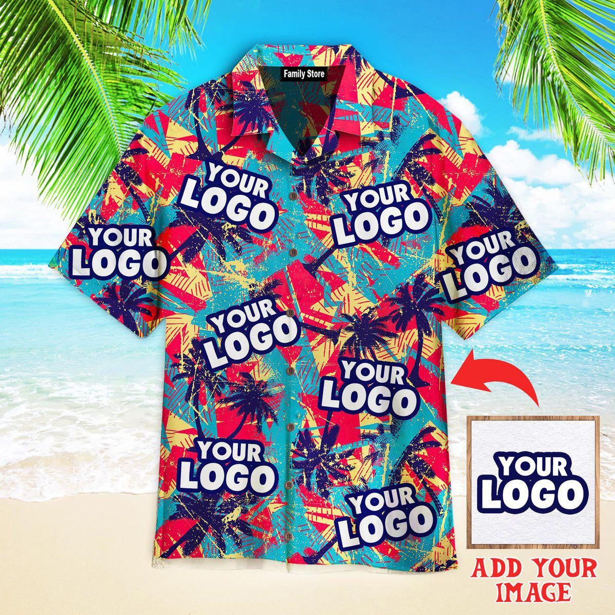 Urban Geometric Palms Tree Your Logo Custom Hawaiian Shirt