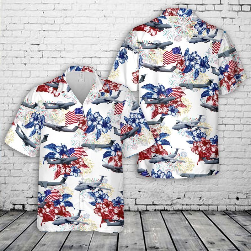 Us Air Force Lockheed C-5 Galaxy 4Th Of July Trendy Hawaiian Shirt, Patriotic Trendy Hawaiian Shirt For Men