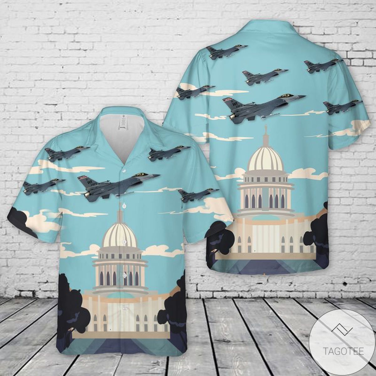 US Air Force Wisconsin Air National Guard Fighter Wing Fighting Falcon Hawaiian Shirt