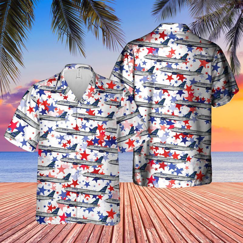 Us Airlines 5 Airbus -232 4Th Of July Trendy Hawaiian Shirt, Patriotic Trendy Hawaiian Shirt For Men