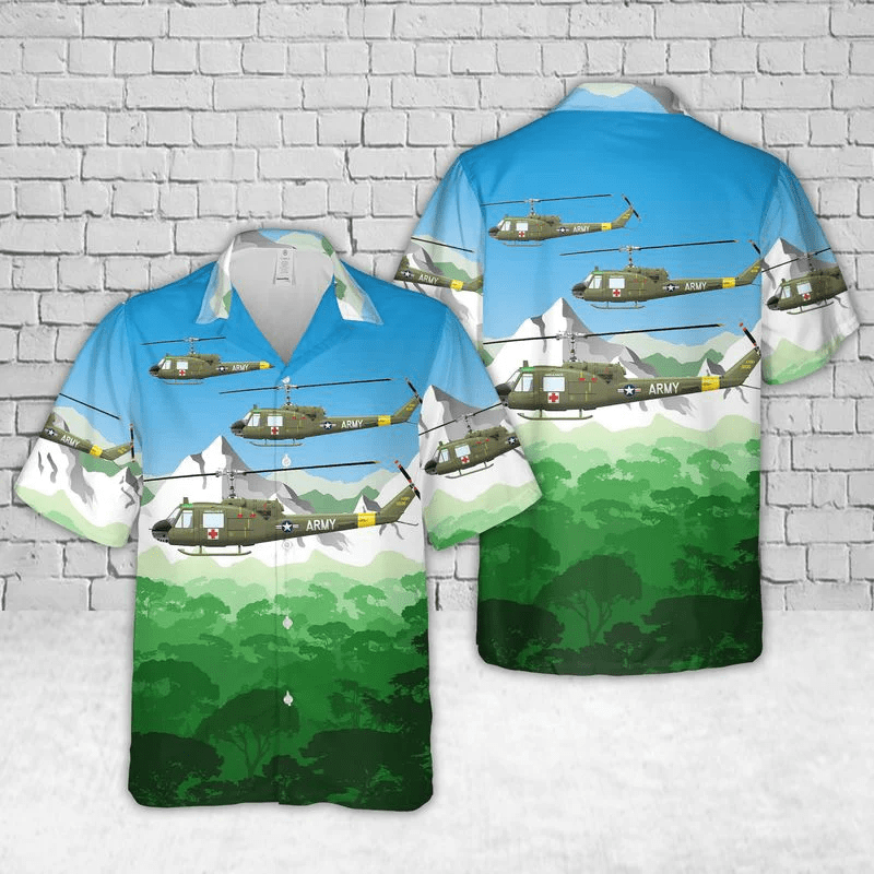 Us Army 57Th Medical Detachment Uh-1B, 1962-63 Medevac Air Ambulance Trendy Hawaiian Shirt