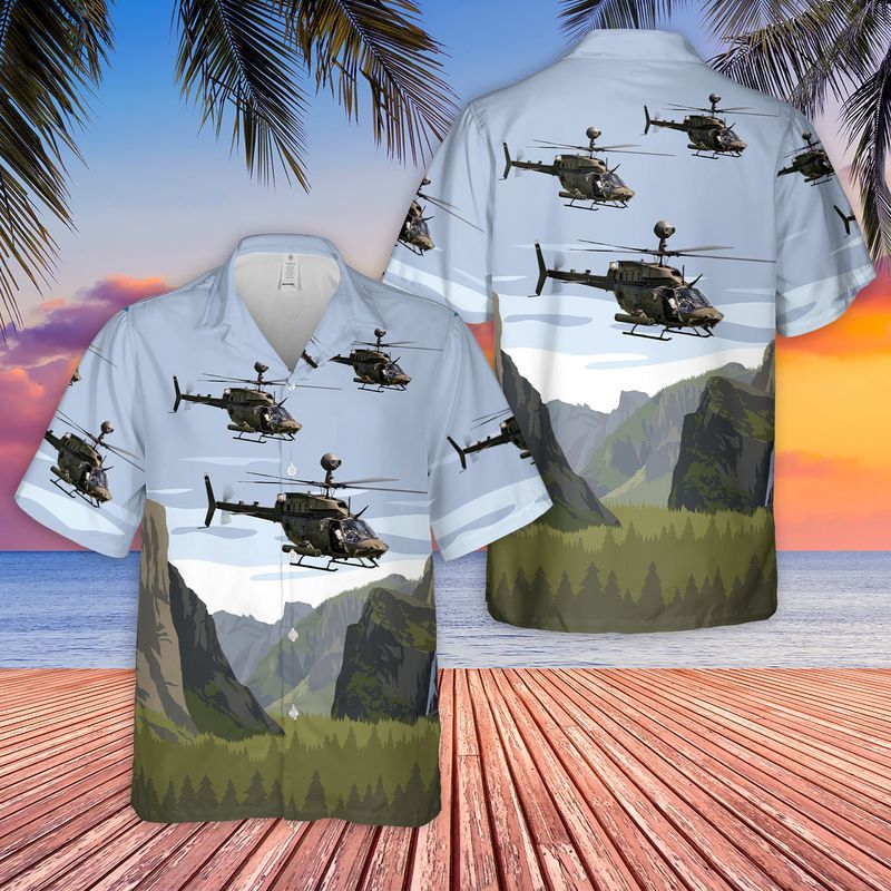 Us Army 82Nd Airborne Oh-58D Kiowa Warrior Trendy Hawaiian Shirt