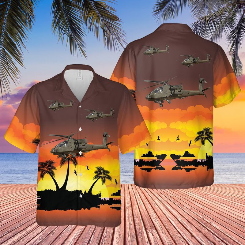 Us Army Ah-64D Apache Longbow Helicopter From 1St Battalion, 101St Aviation Regiment Trendy Hawaiian Shirt