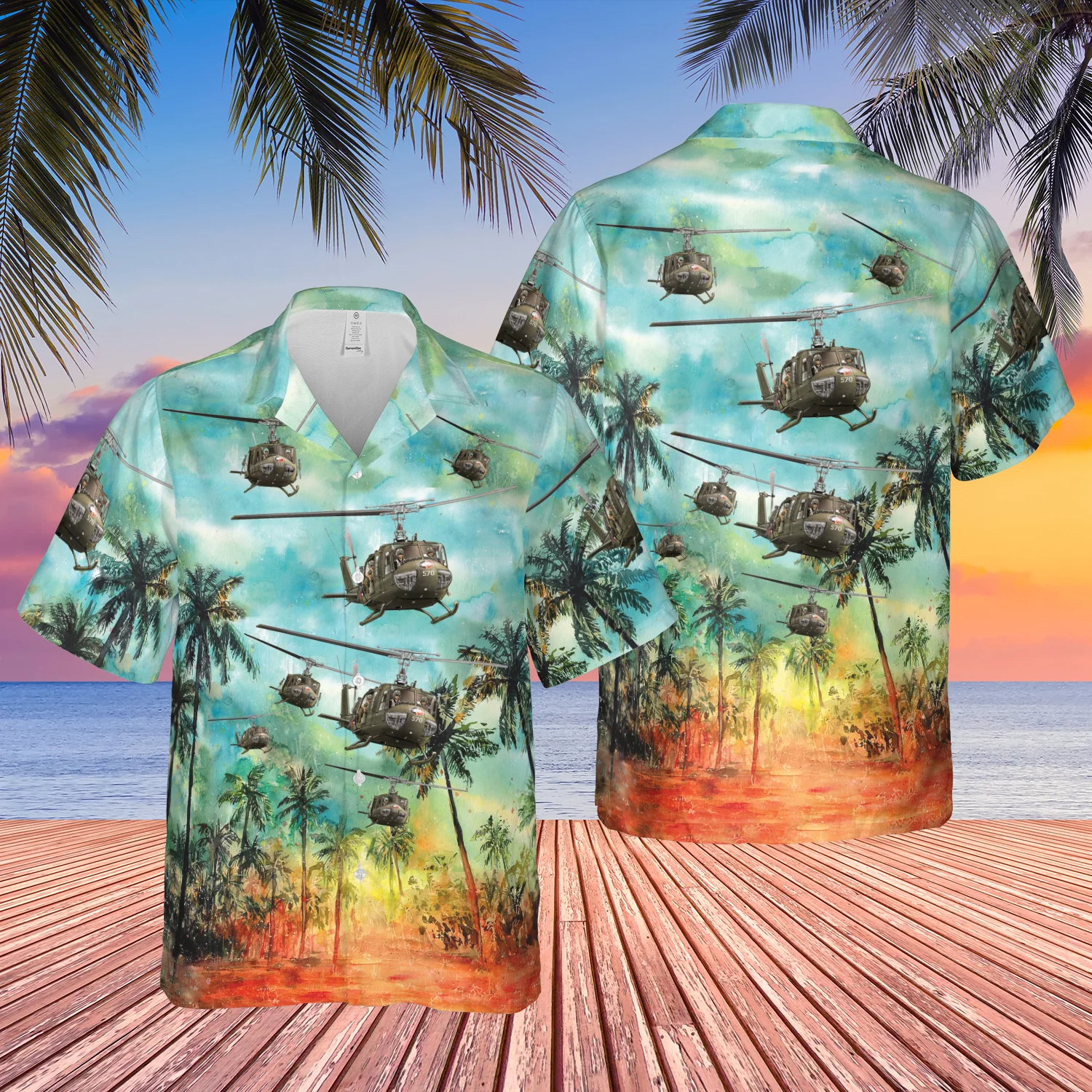 Us Army Bell Uh-1 Huey Trendy Hawaiian Shirt, Short Sleeve Trendy Hawaiian Shirt For Men