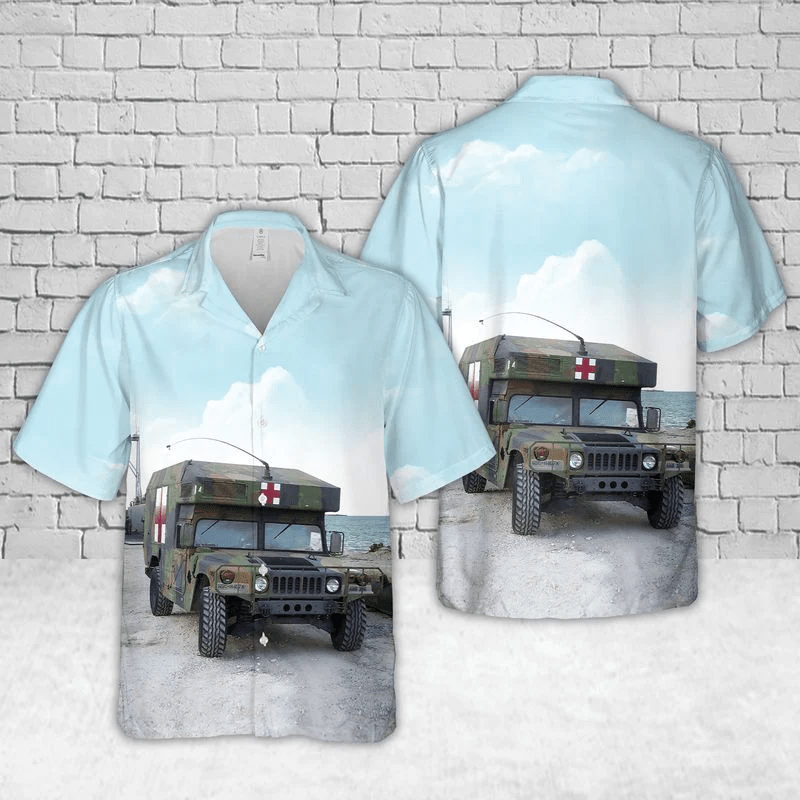 Us Army High-Mobility Multipurpose Wheeled Vehicle M-997 Ambulance Trendy Hawaiian Shirt