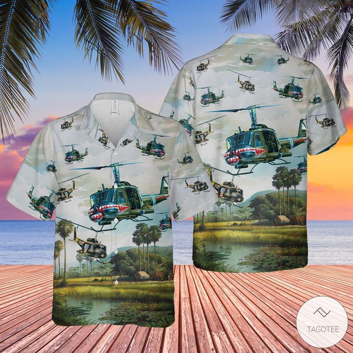 US Army Iroquois Huey Vibrant Design Hawaiian Shirt