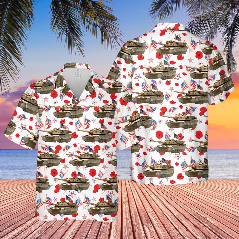 Us Army M1 Abrams Tank 4Th Of July Trendy Hawaiian Shirt, Patriotic Trendy Hawaiian Shirt For Men