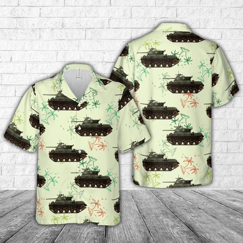 Us Army M42 In Vietnam, B Battery, 4Th Batallion 60Th Artillery Rgt., Georges Of The Jungle, 1969-70 Trendy Hawaiian Shirt
