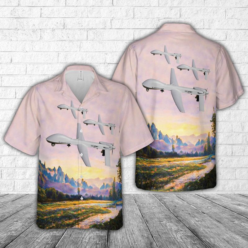 Us Army Mq-1C Warrior Uav Trendy Hawaiian Shirt