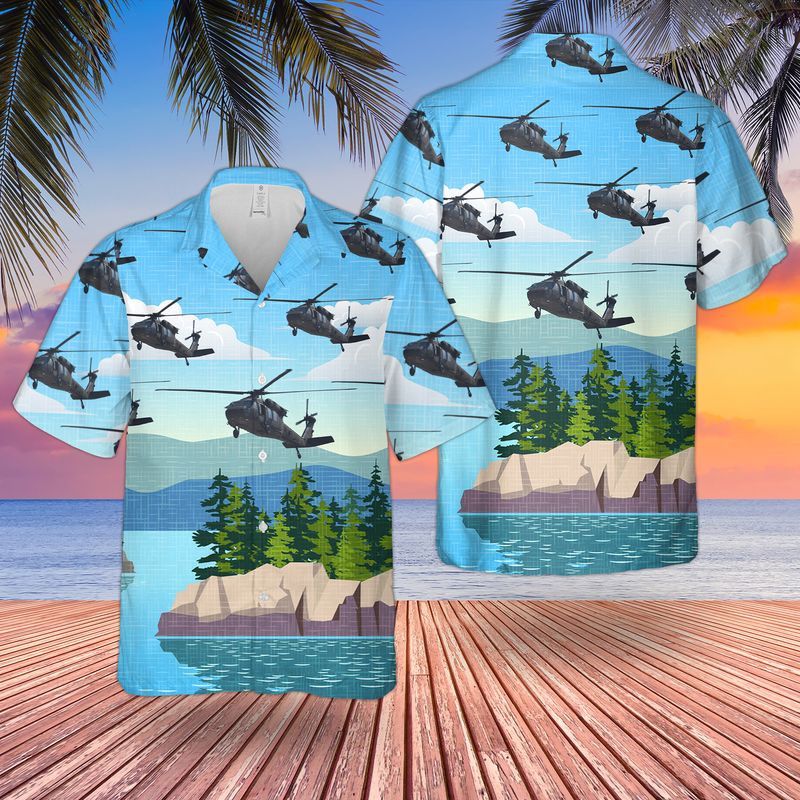 Us Army New York Army National Guard 142Nd Aviation Regiment Uh-60L Black Hawk Trendy Hawaiian Shirt