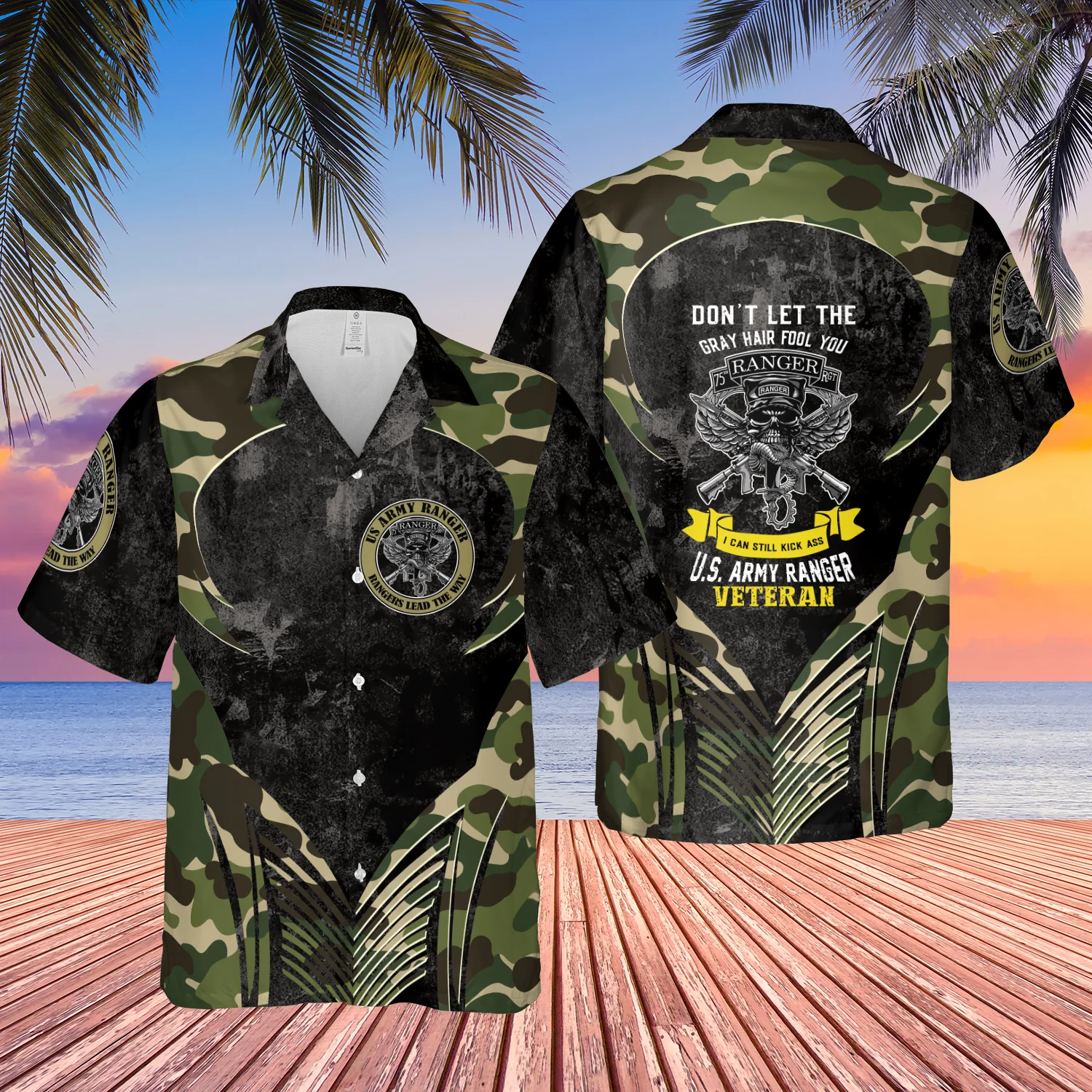 Us Army Ranger Veteran Camo Hawaiian Shirt For Aloha Shirt