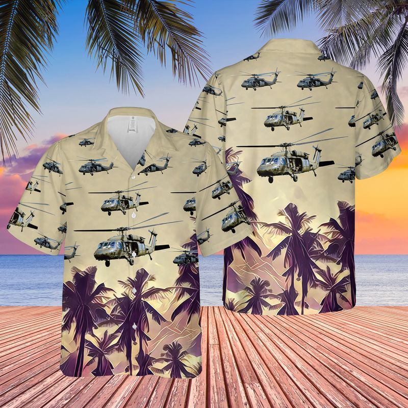 US Army Sikorsky UH-60 Black Hawk Helicopter Trendy Hawaiian Shirt: Military Apparel
