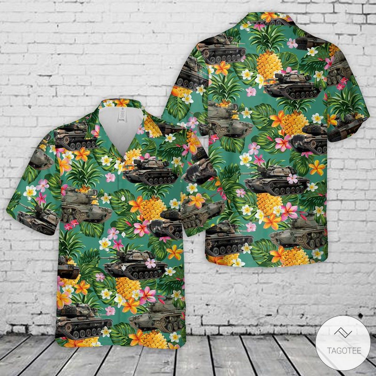 US Army Tank Vibrant Tropical Unique Design Unisex Hawaiian Shirt