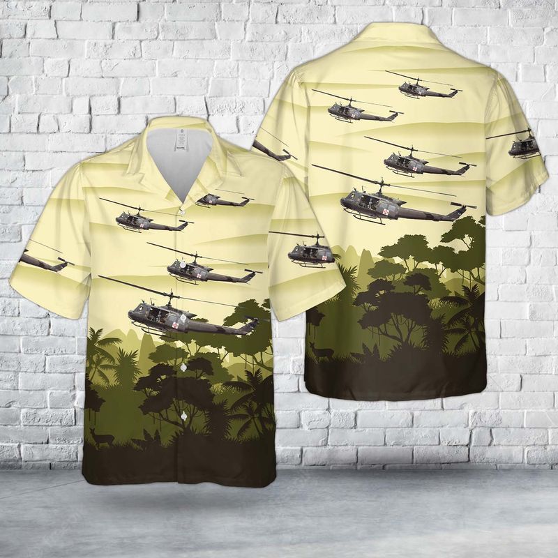 US Army UH-1 Huey Medevac Trendy Hawaiian Shirt: Military-inspired Apparel