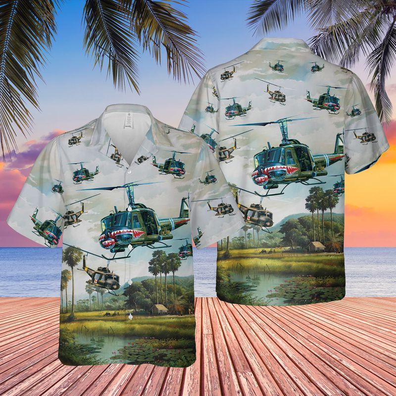Us Army Uh-1 Iroquois Huey Trendy Hawaiian Shirt