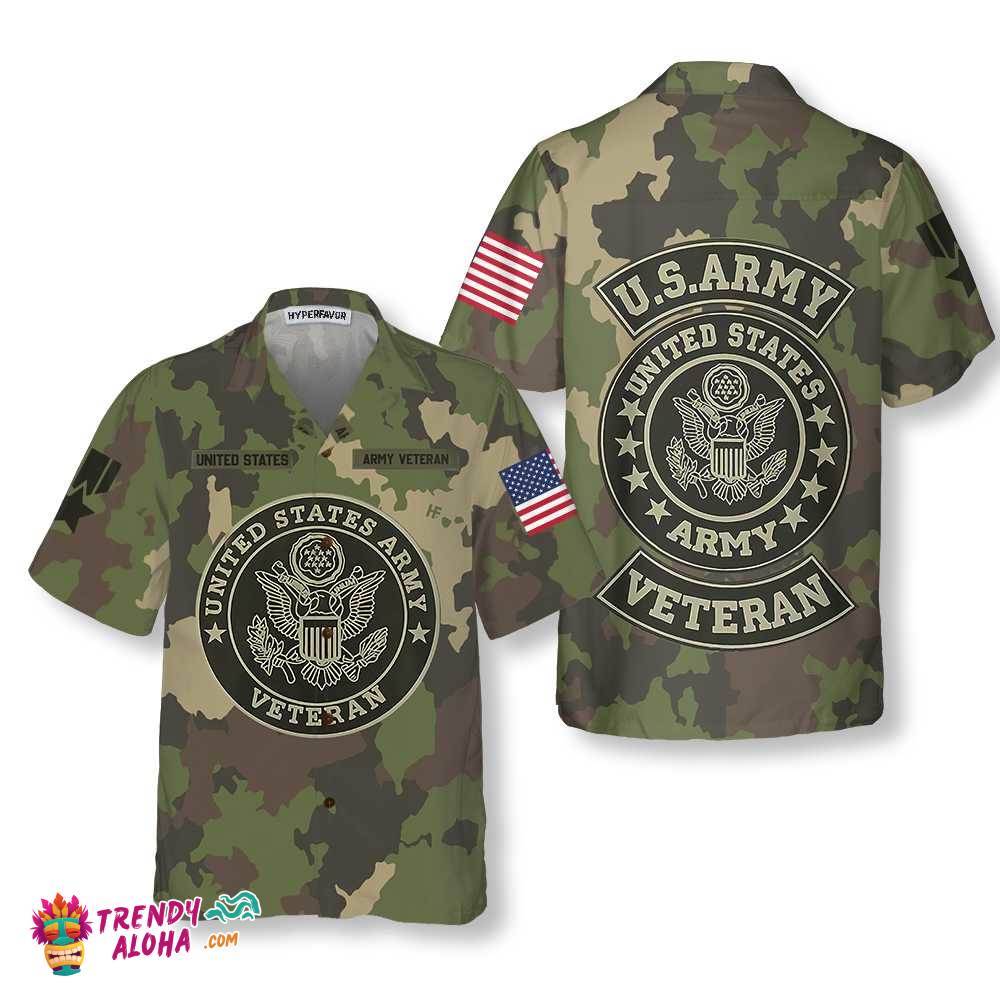 Us Army Veteran Hawaiian Shirt, Green Camouflage Army Veteran Shirt Us Army Veteran Hawaiian Shirt, Green Camouflage Army Veteran Shirt