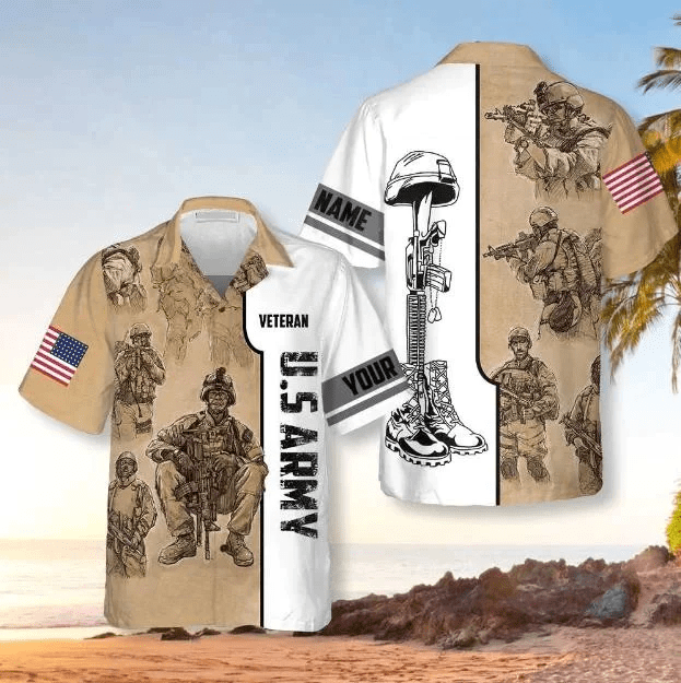 Us Army Veteran Vintage Personalized Trendy Hawaiian Shirt Us Army Veteran Vintage Personalized Trendy Hawaiian Shirt