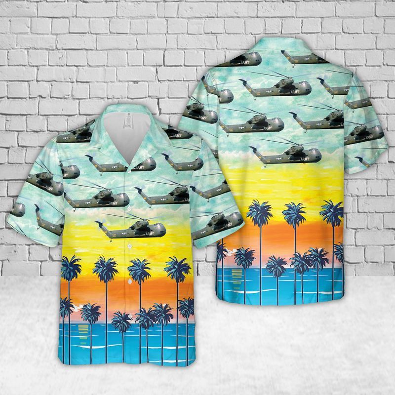 Us Army Vietnam Era Ch-37B Mojave Helicopter Trendy Hawaiian Shirt