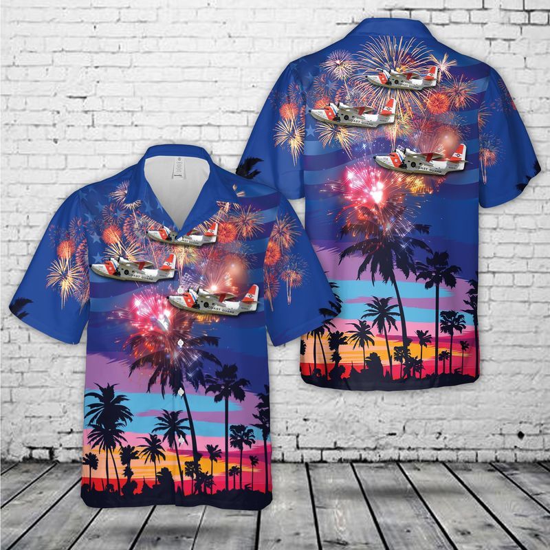 Us Coast Guard (Uscg) Grumman Hu-16B Albatross. 4Th Of July Trendy Hawaiian Shirt