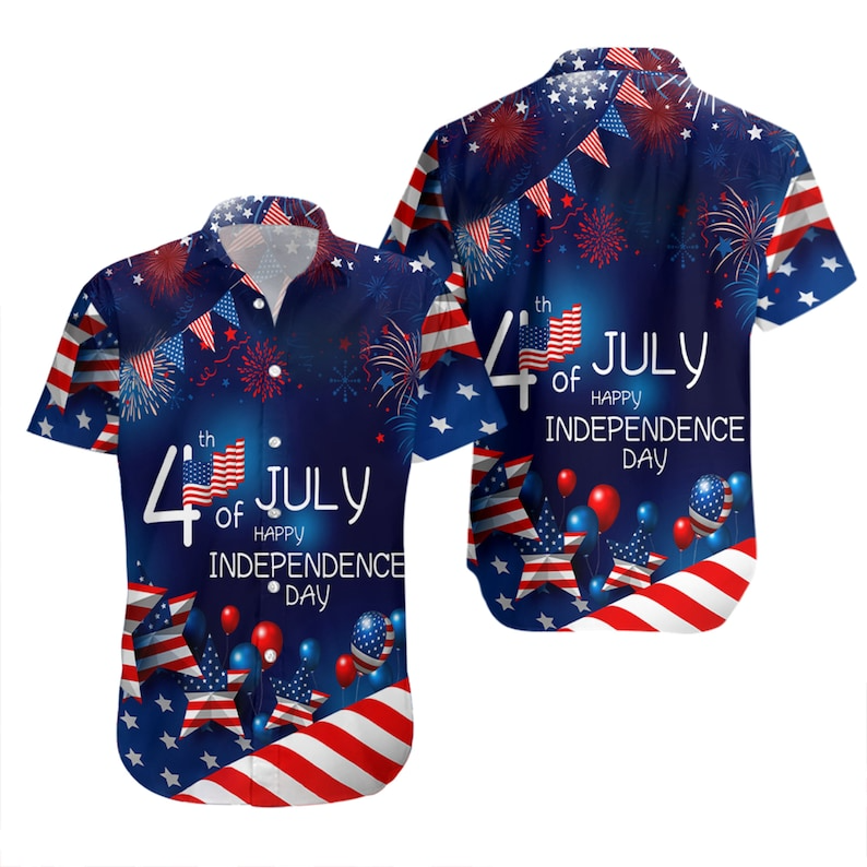 Us Independence Day Trendy Hawaiian Shirt, 4Th July Aloha Gift, God Bless America Hawaii Shirt, Usa Flag Shirt