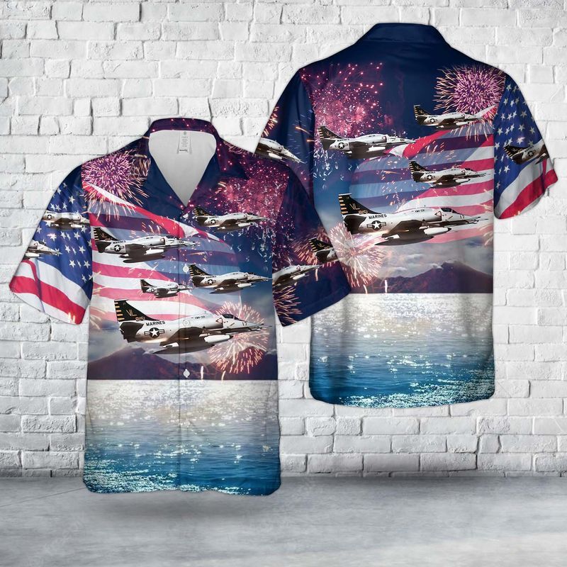 Us Marine Corps A-4M Skyhawks From Marine Squadron Vma-331, 4Th Of July Trendy Hawaiian Shirt
