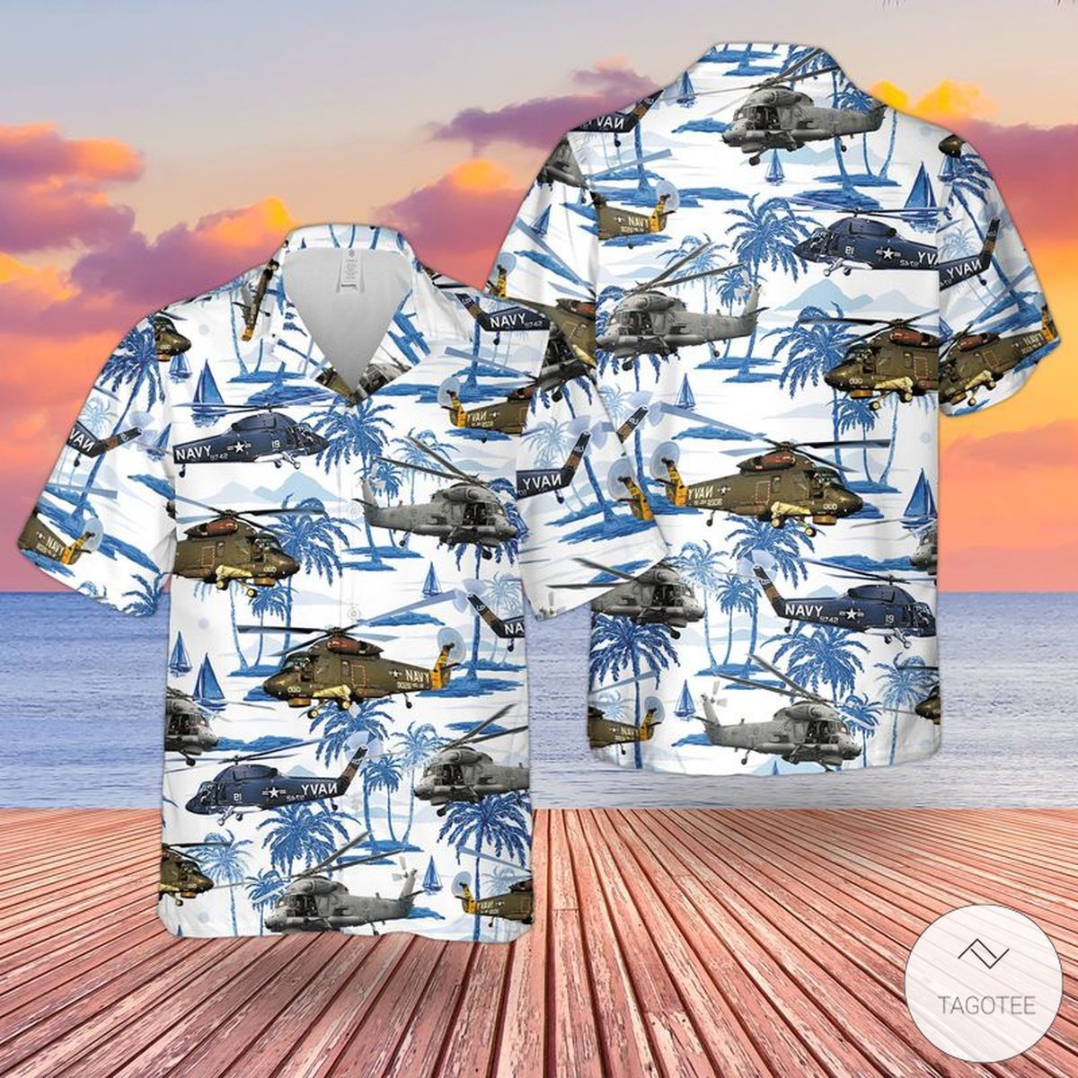 US Navy Kaman Seasprite Themed StylisTropical Hawaiian Shirt