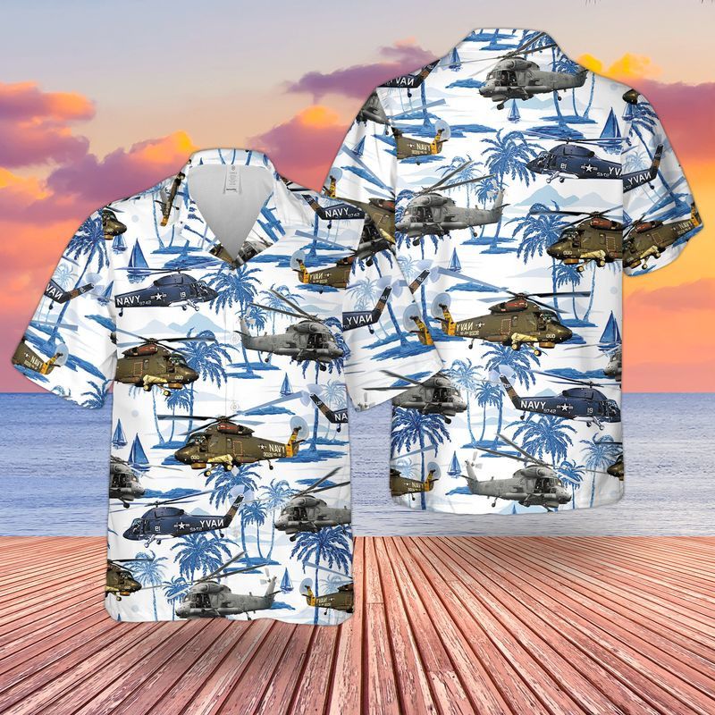 Us Navy Kaman Sh-2 Seasprite Trendy Hawaiian Shirt New, Short Sleeve Trendy Hawaiian Shirt For Men