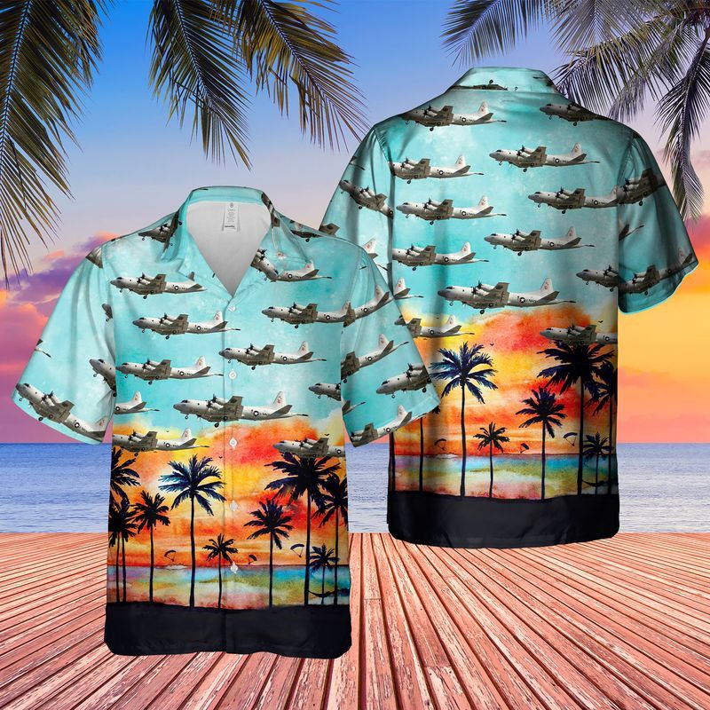 Us Navy Lockheed P-3C Orion Hawaiian, Short Sleeve Trendy Hawaiian Shirt For Men