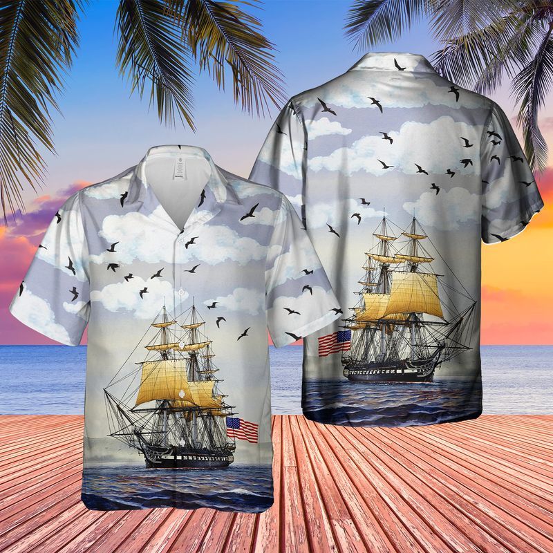 Us Navy Uss Constitution Trendy Hawaiian Shirt, Short Sleeve Trendy Hawaiian Shirt For Men Us Navy Uss Constitution Trendy Hawaiian Shirt, Short Sleeve Trendy Hawaiian Shirt For Men