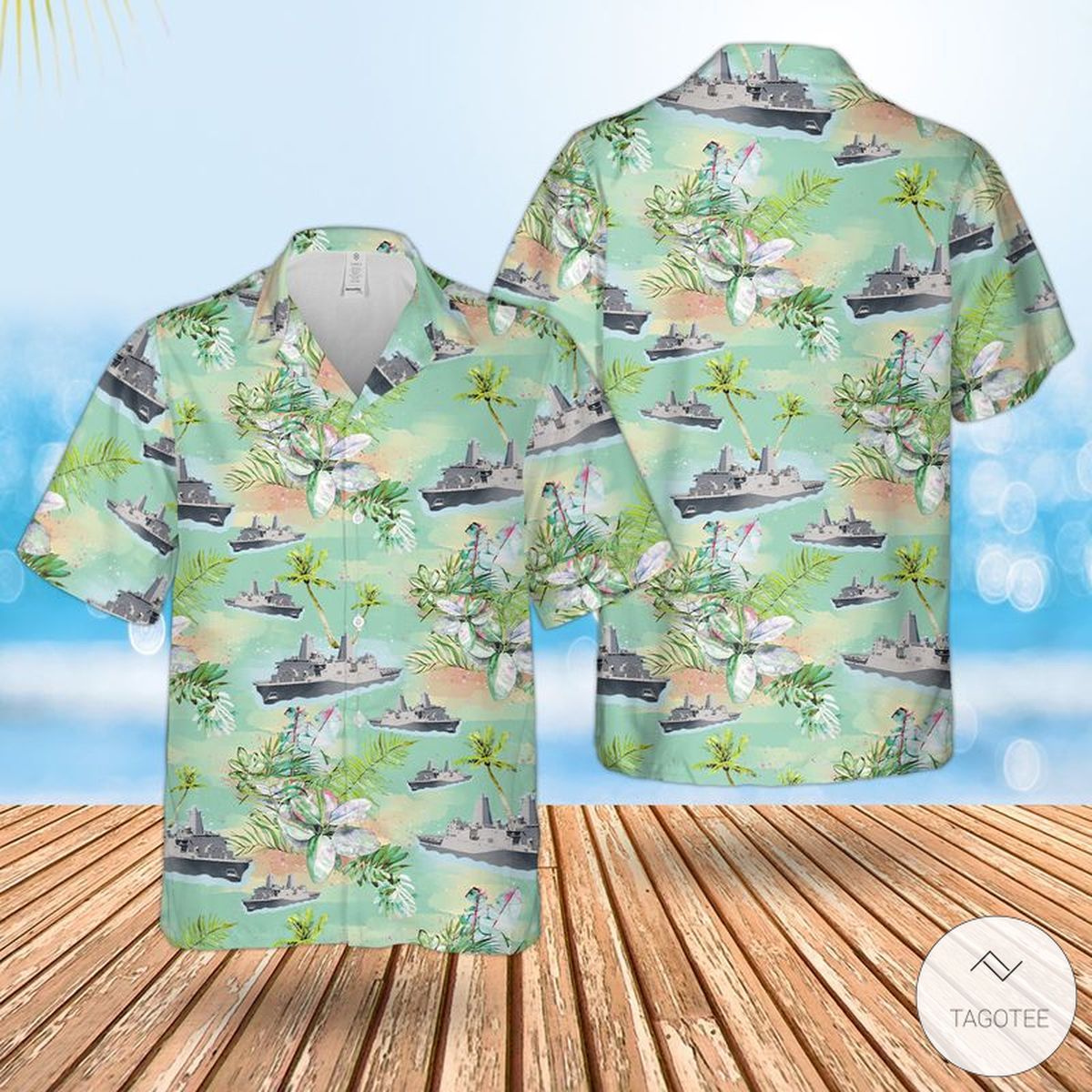 US Navy USS Green Bay Themed StylisVibrant Hawaiian Shirt