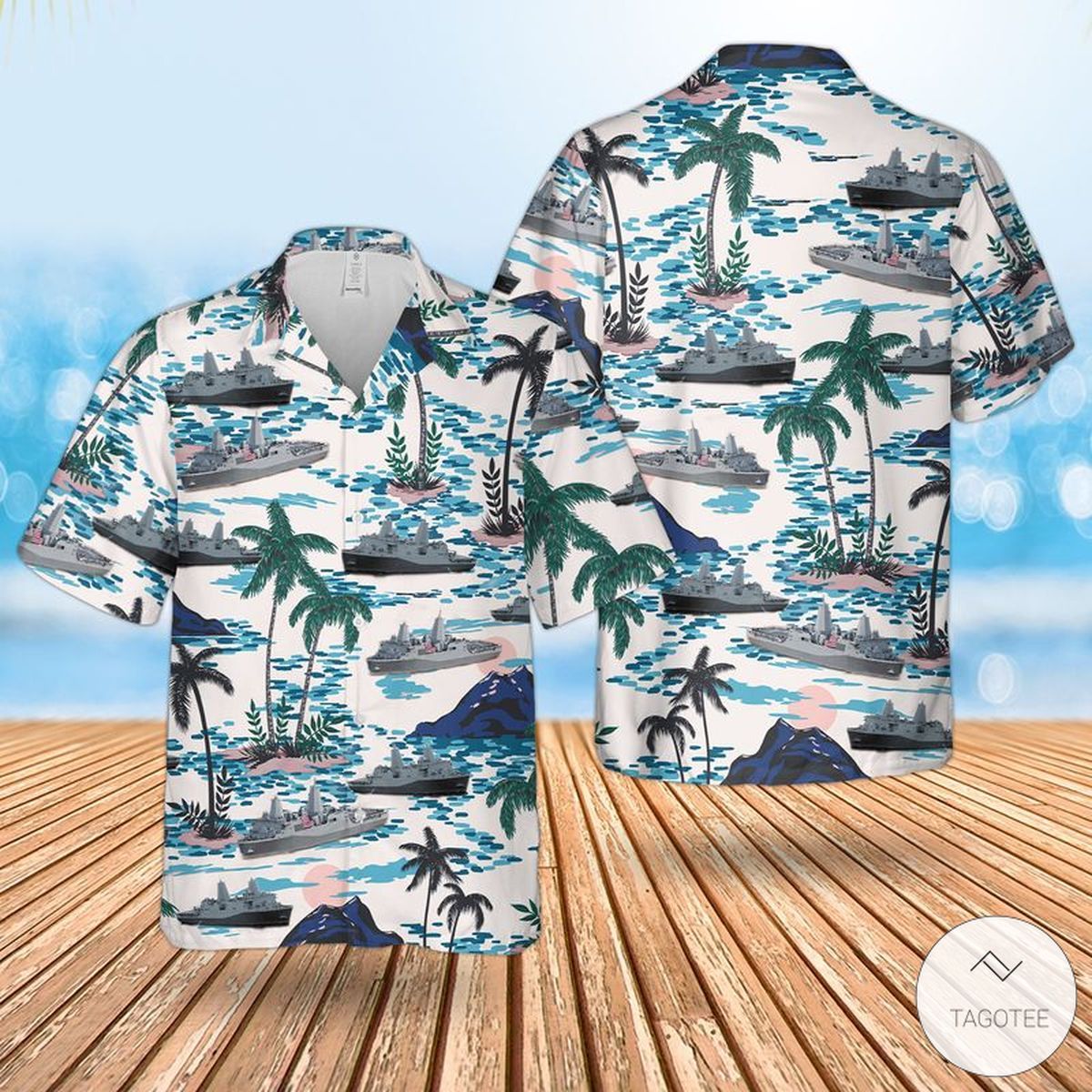 US Navy USS New York Inspired Vibrant Themed Hawaiian Shirt