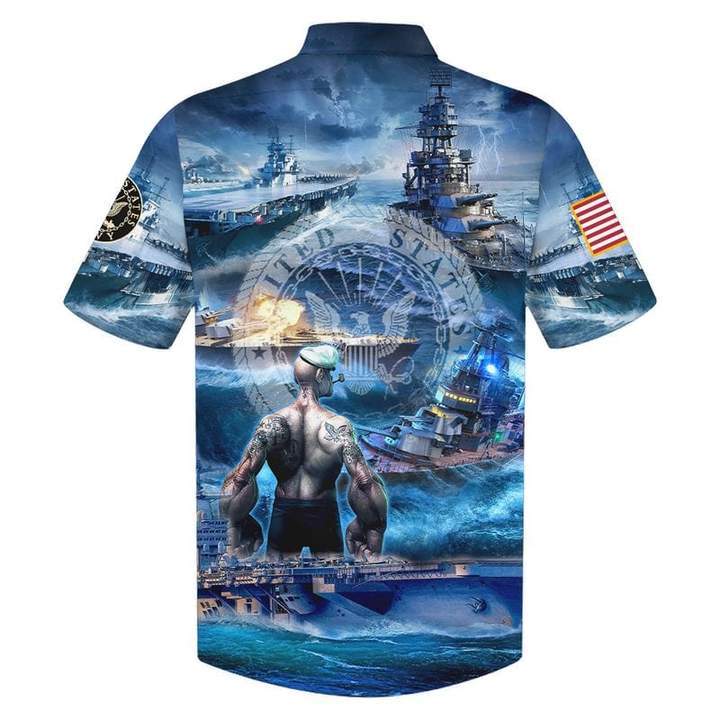 Us Navy Veteran Hawaiian Shirt Blue Full Size Adult Colorful Aloha Shirts Navy Aloha Shirt Military Hawaii Shirt