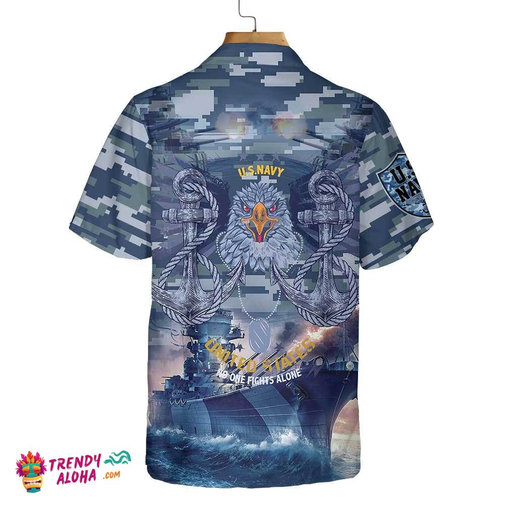 Us Navy Veteran No One Fights Alone Veteran Hawaiian Shirt, Proud Veteran Shirt, Best Gift For Navy Veteran