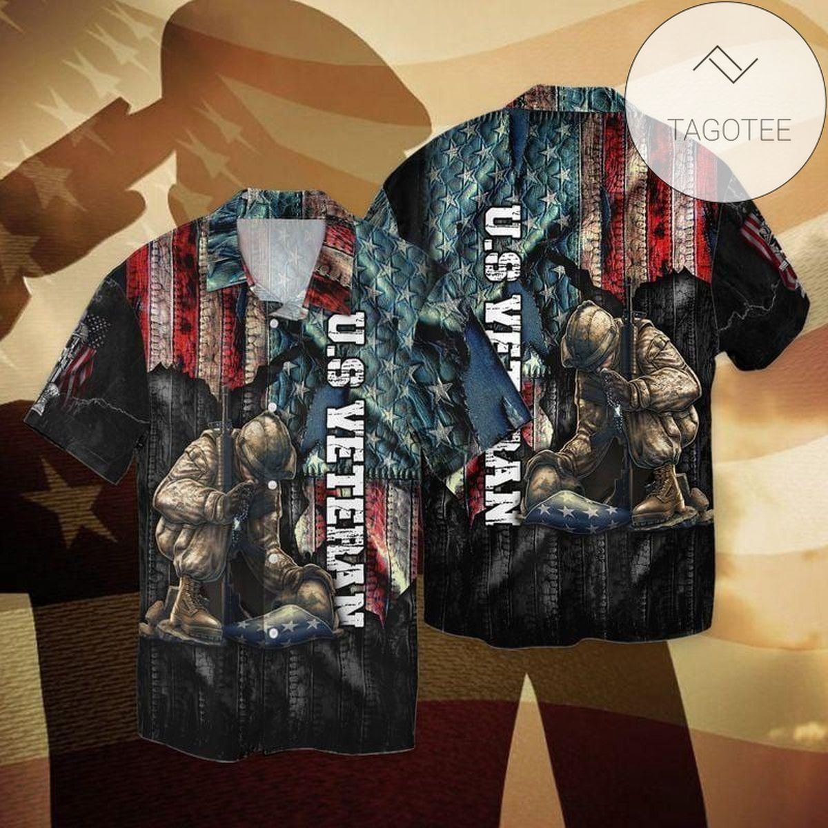 Us Veteran Soldier American Flag Color Hawaiian Shirts