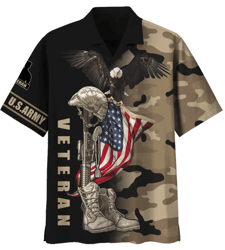 Us.Army Eagle Us Flag Camo Trendy Hawaiian Shirt, Gift For Veterans