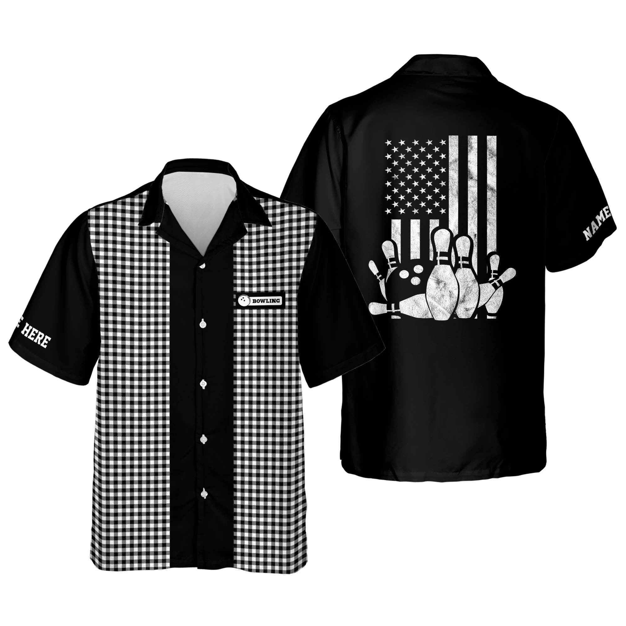 Usa Flag Patriotic Bowling Personalized Name Trendy Hawaiian Shirt Usa Flag Patriotic Bowling Personalized Name Trendy Hawaiian Shirt