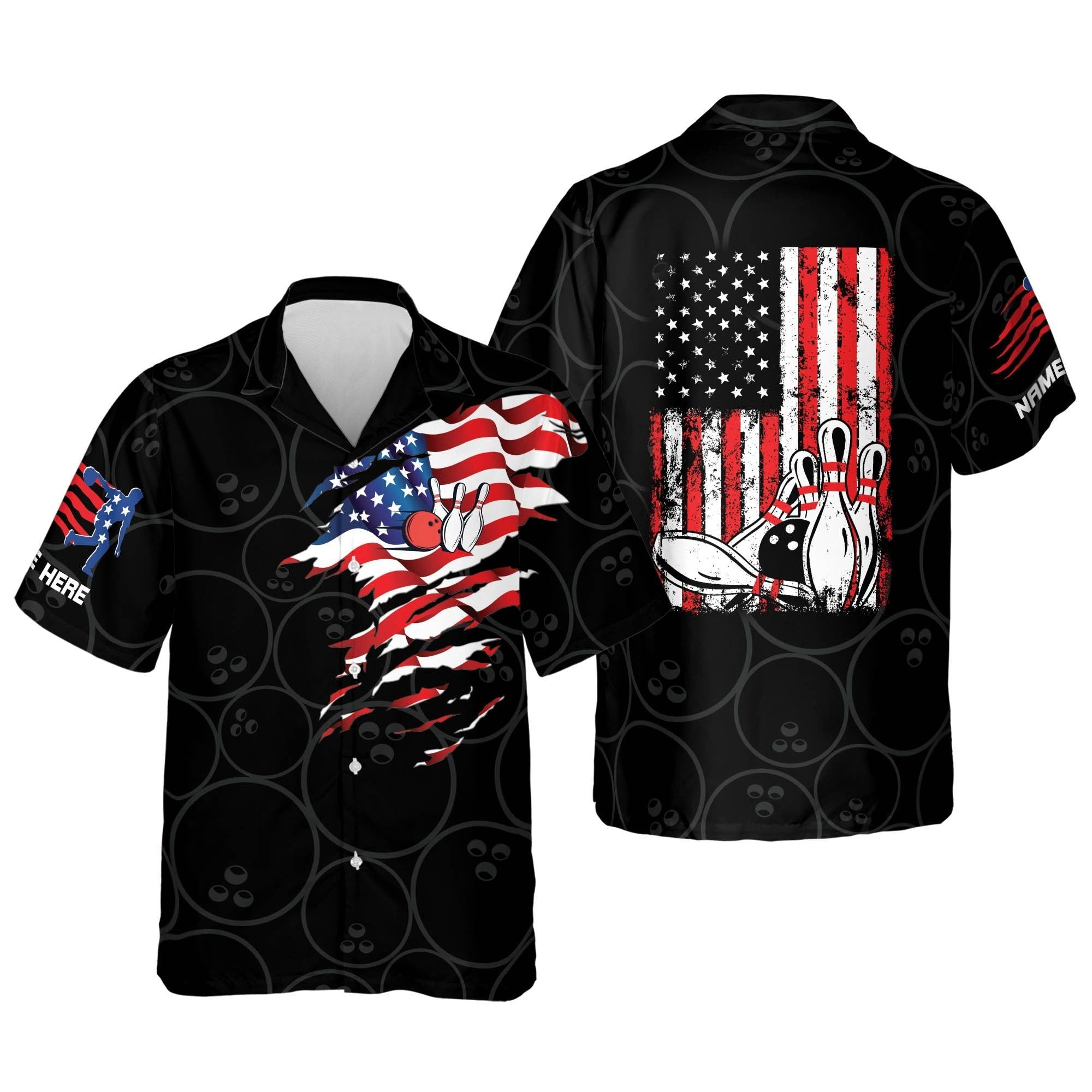 Usa Flag Patriotic Button-Down Personalized Name Trendy Hawaiian Shirt Usa Flag Patriotic Button-Down Personalized Name Trendy Hawaiian Shirt