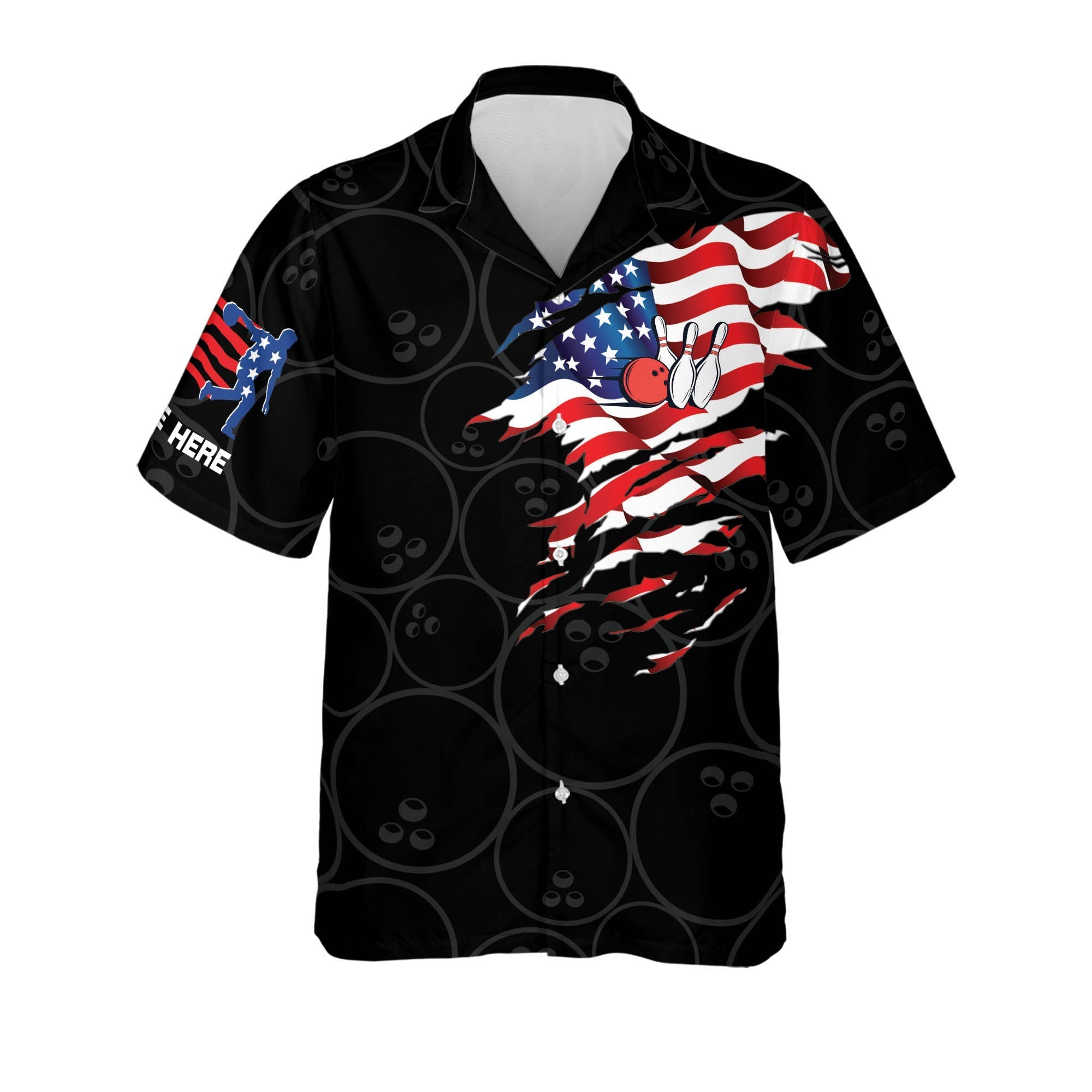 Usa Flag Patriotic Button-Down Personalized Name Trendy Hawaiian Shirt