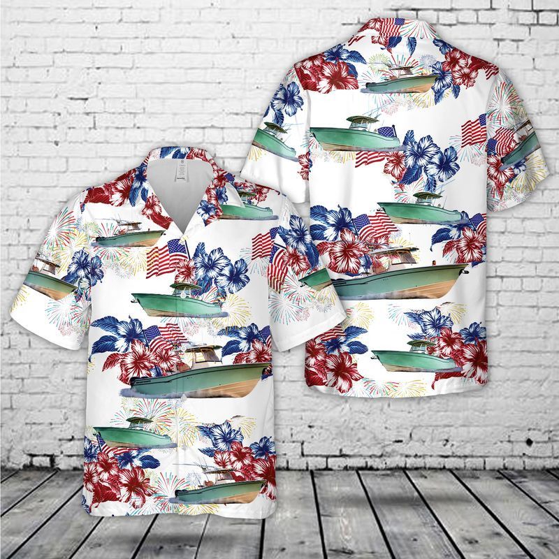 Usa Grady-White Boats Canyon Center Console, 4Th Of July Trendy Hawaiian Shirt