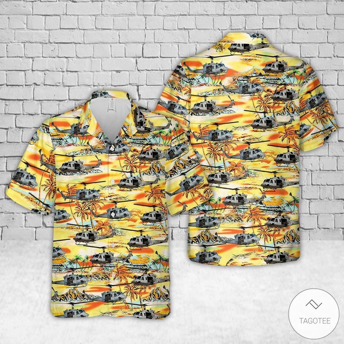 USMC Twin Huey Inspired Hawaiian Shirt Tropical Style Unisex