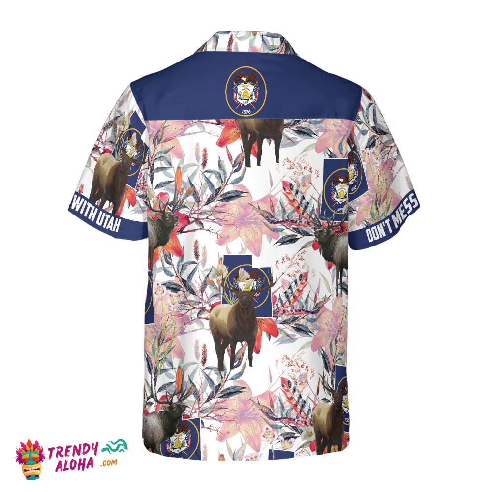 Utah Elk And The Sego Lily Hawaiian Shirt
