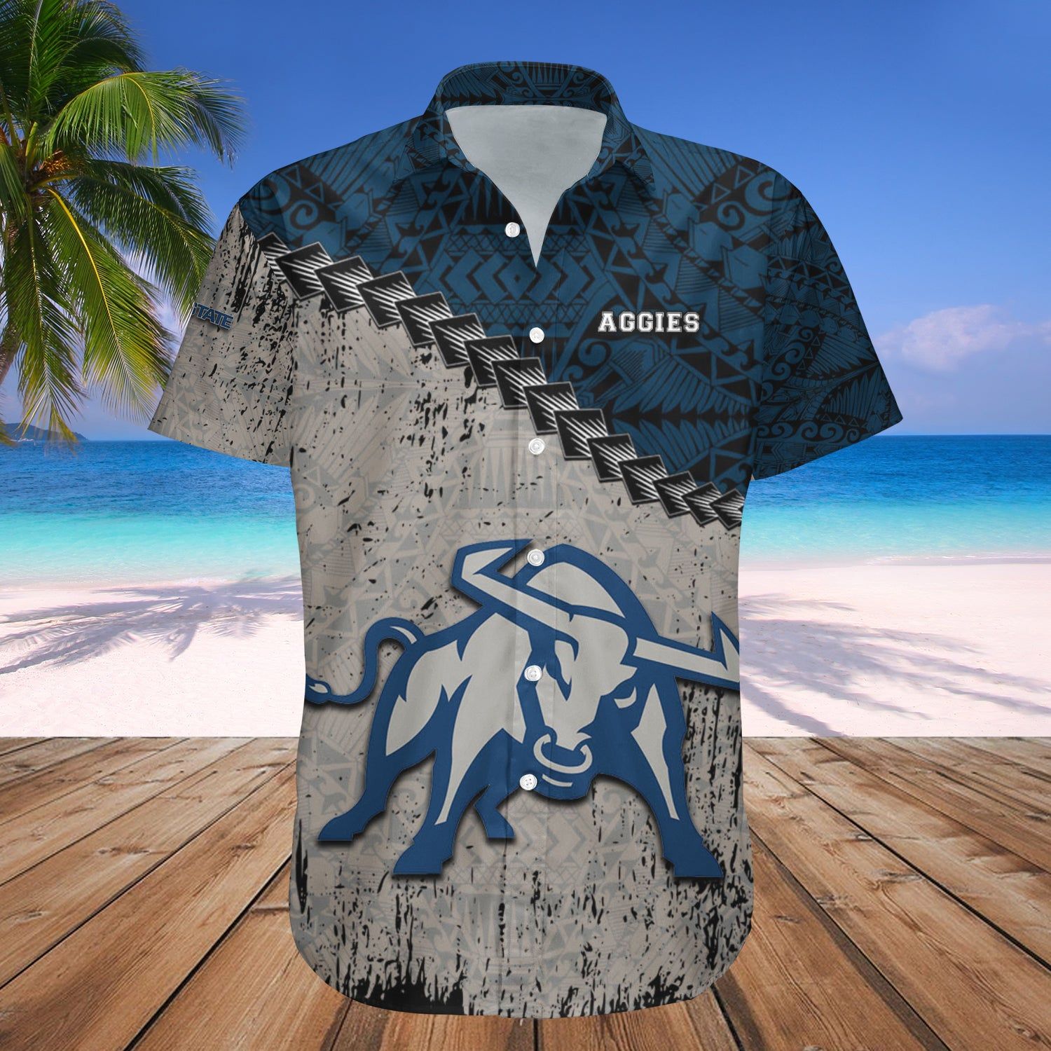 Utah State Aggies Hawaii Shirt Grunge Polynesian Tattoo – NCAA