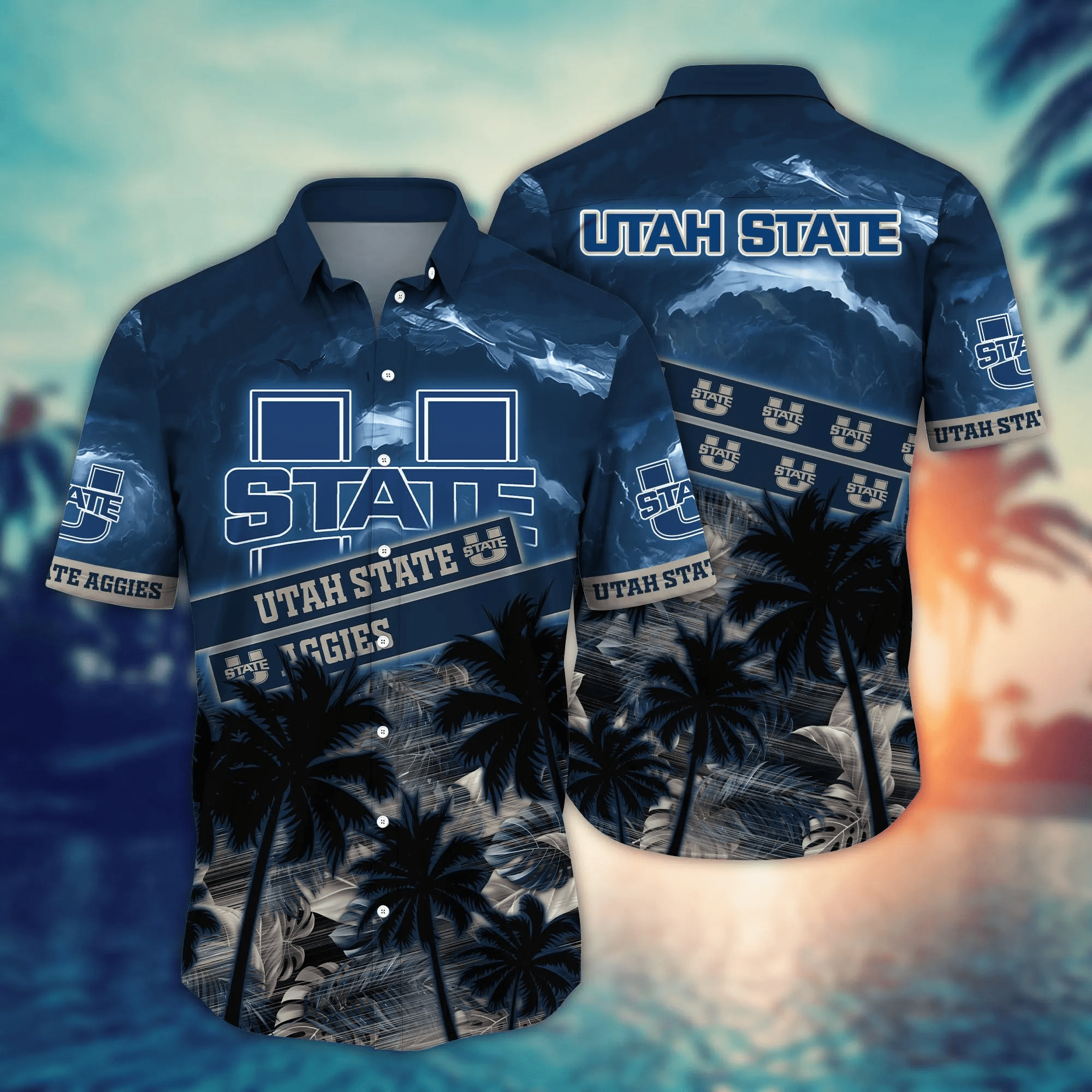 Utah State Aggies NCAA Hawaiian Shirt Beach Aloha Shirt Utah State Aggies NCAA Hawaiian Shirt Beach Aloha Shirt
