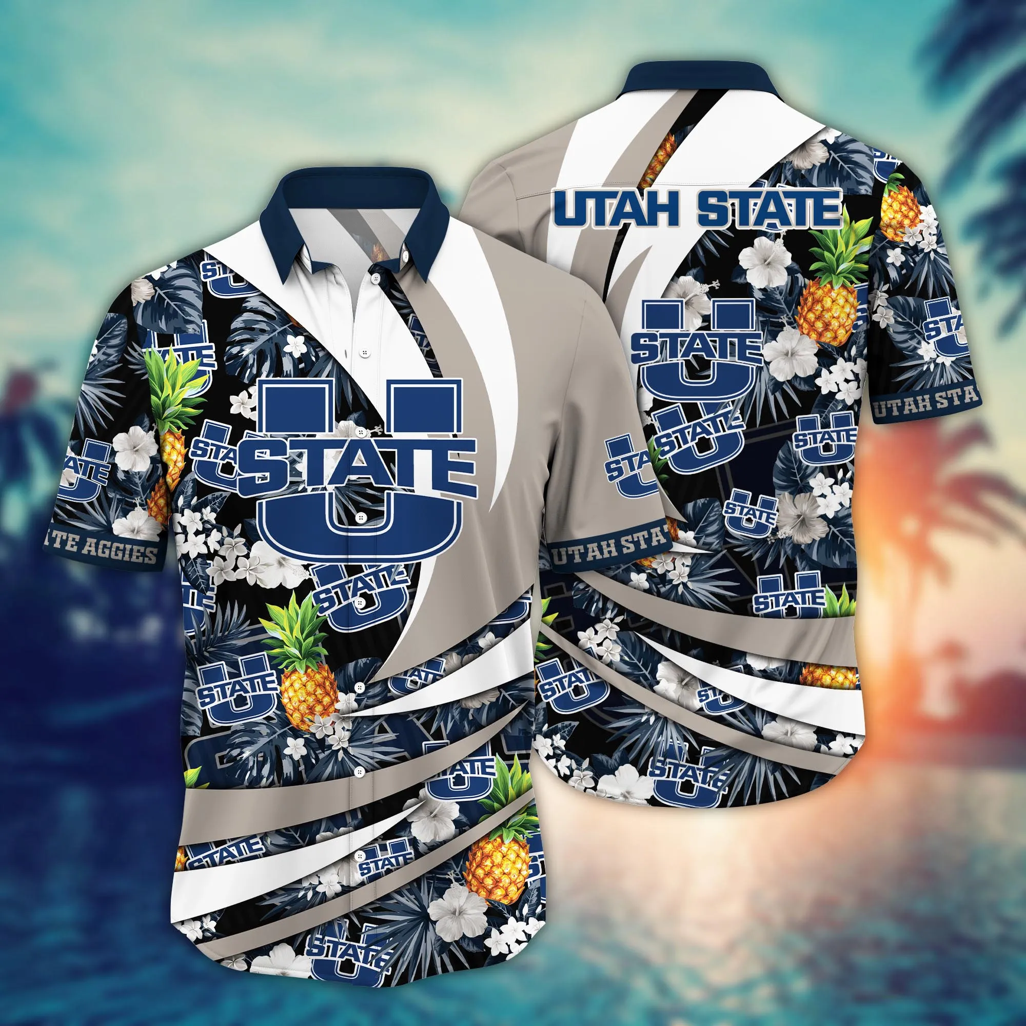 Utah State Aggies NCAA Hawaiian Shirt Hammocks Aloha Shirt Utah State Aggies NCAA Hawaiian Shirt Hammocks Aloha Shirt